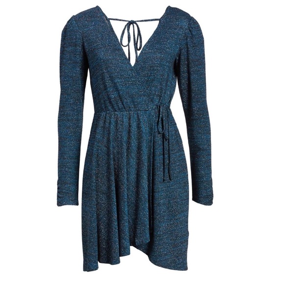 Band of Gypsies Gemme Faux Wrap Metallic Dress L - Picture 5 of 8